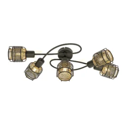 Lindby Eudoria Deckenlampe 5-flammig schwarz/gold