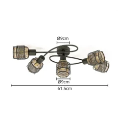 Lindby Eudoria Deckenlampe 5-flammig schwarz/gold
