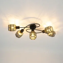 Lindby Eudoria Deckenlampe 5-flammig schwarz/gold
