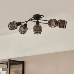 Lindby Eudoria Deckenlampe 5-flammig schwarz/gold