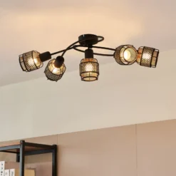 Lindby Eudoria Deckenlampe 5-flammig schwarz/gold