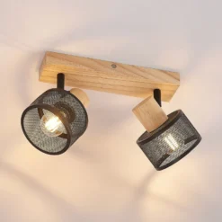 Lindby Evinora Deckenstrahler aus Holz, 2-flammig