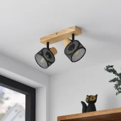 Lindby Evinora Deckenstrahler aus Holz, 2-flammig