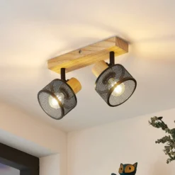 Lindby Evinora Deckenstrahler aus Holz, 2-flammig