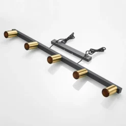 Lindby Hängelampe Baliko, schwarz/messing, 5-flg, GU10
