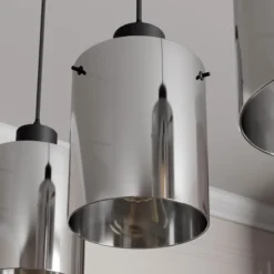 Lindby Hängelampe Kourtney, 3-flg., schwarz/grau, Glas, E27