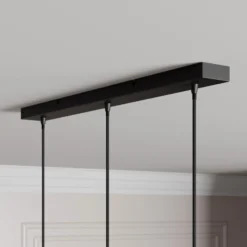 Lindby Hängelampe Kourtney, 3-flg., schwarz/grau, Glas, E27