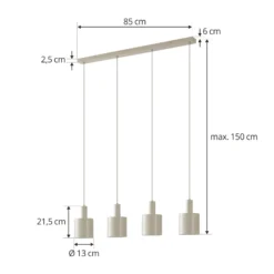 Lindby Hängelampe Ovelia, beige, 4-flammig, Metall, E27