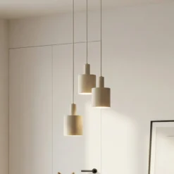 Lindby Hängelampe Ovelia, beige, 3-flammig, Metall, E27