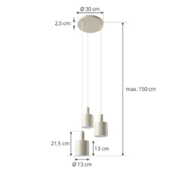 Lindby Hängelampe Ovelia, beige, 3-flammig, Metall, E27