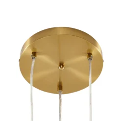 Lindby Hängelampe Piatra, Ø 25cm, 3-flg., opal/messing, Glas