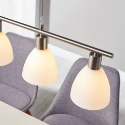 Lindby Hängelampe Simeon, nickelfarben, Glas, 73 cm, E14