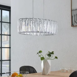 Lindby Hängelampe Sofia, 68 cm, 3-flammig, E14, chrom/klar