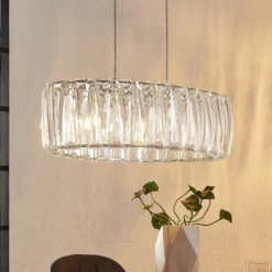 Lindby Hängelampe Sofia, 68 cm, 3-flammig, E14, chrom/klar