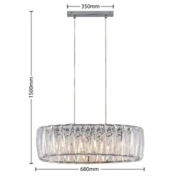 Lindby Hängelampe Sofia, 68 cm, 3-flammig, E14, chrom/klar