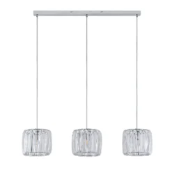 Lindby Hängelampe Sofia, 107 cm, 3-flammig, E14, chrom/klar