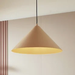 Lindby Hängeleuchte Clarine, beige, Ø 50 cm, Metall