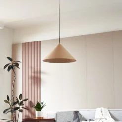 Lindby Hängeleuchte Clarine, beige, Ø 50 cm, Metall