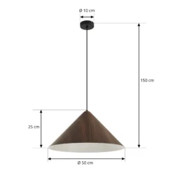 Lindby Hängeleuchte Clarine, walnuss, Ø 50 cm, Metall