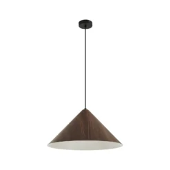 Lindby Hängeleuchte Clarine, walnuss, Ø 50 cm, Metall