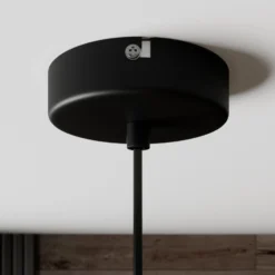 Lindby Hängeleuchte Cliona, schwarz, Metall, Ø 31 cm, E27
