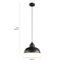 Lindby Hängeleuchte Cliona, schwarz, Metall, Ø 31 cm, E27