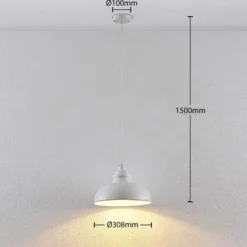 Lindby Hängeleuchte Cliona, weiß, Metall, Ø 31 cm, E27