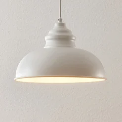 Lindby Hängeleuchte Cliona, weiß, Metall, Ø 31 cm, E27