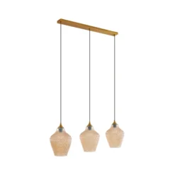 Lindby Hängeleuchte Drakar, Ø 22 cm, 3-flg., amber, Glas
