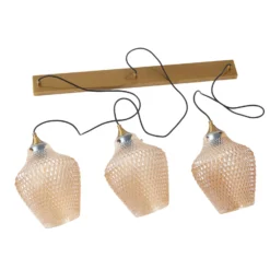 Lindby Hängeleuchte Drakar, Ø 22 cm, 3-flg., amber, Glas