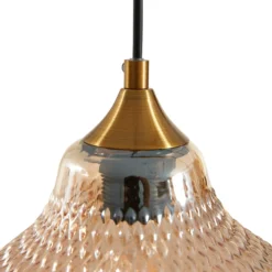 Lindby Hängeleuchte Drakar, Ø 22 cm, 3-flg., amber, Glas