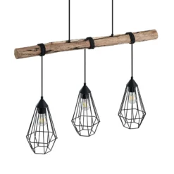 Lindby Hängeleuchte Eldarion, 90 cm, 3-flammig, Holz, E27