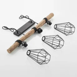 Lindby Hängeleuchte Eldarion, 90 cm, 3-flammig, Holz, E27