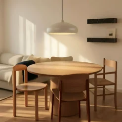 Lindby Hängeleuchte Elover, beige, Ø 45 cm, Eisen