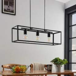 Lindby Hängeleuchte Emily, 72 cm, schwarz, 3-flammig, Metall