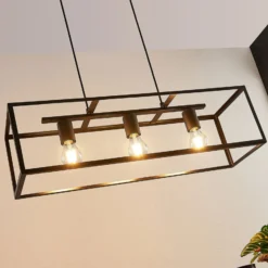 Lindby Hängeleuchte Emily, 72 cm, schwarz, 3-flammig, Metall