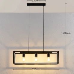 Lindby Hängeleuchte Emily, 72 cm, schwarz, 3-flammig, Metall