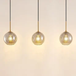Lindby Hängeleuchte Hiwana, rauchgrau, Glas, 3-flammig