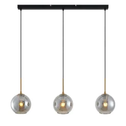 Lindby Hängeleuchte Hiwana, rauchgrau, Glas, 3-flammig