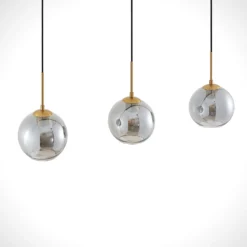 Lindby Hängeleuchte Hiwana, rauchgrau, Glas, 3-flammig