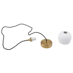 Lindby Hängeleuchte Nolane, Ø 11 cm, Keramik, weiß/messing