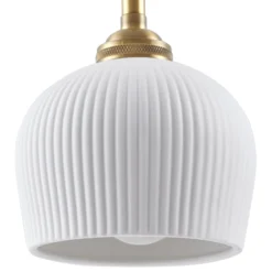 Lindby Hängeleuchte Nolane, Ø 11 cm, Keramik, weiß/messing