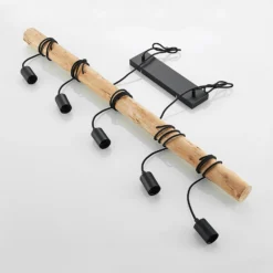 Lindby Hängeleuchte Rom, 5-flg., Holz, Seil, schwarz, 116 cm