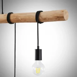 Lindby Hängeleuchte Rom, 5-flg., Holz, Seil, schwarz, 116 cm