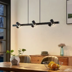 Lindby Hängeleuchte Savoli, 116 cm, schwarz, 6-flg., Stahl