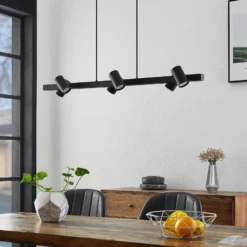 Lindby Hängeleuchte Savoli, 116 cm, schwarz, 6-flg., Stahl
