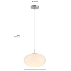 Lindby Hängeleuchte Sonika, Ø 40 cm, nickelfarben, Glas, E27