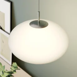 Lindby Hängeleuchte Sonika, Ø 40 cm, nickelfarben, Glas, E27