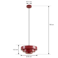 Lindby Hängeleuchte Tivra, rot glänzend, Ø 35 cm, Metall