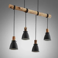 Lindby Hängeleuchte Trebale, E14, Ø 15 cm, 4-flammig, Holz